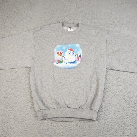 Vtg Christmas Sweater Small Snowman Cardinal Crewneck 90's Holiday Cotton Blend - Picture 4 of 11